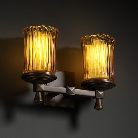 Justice Design Group GLA-8532-16-AMBR-MBLK Veneto Luce Collection Deco 2-Light Bath Bar